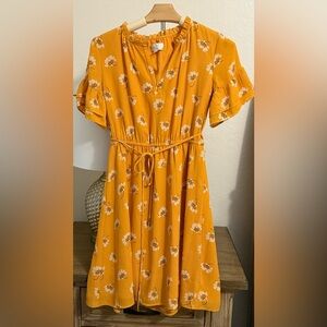 Loft Goldenrod Floral Dress- Size XS Petite